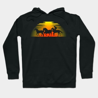 'Cowboy Riding Sunset' Funny Horse Gift Hoodie